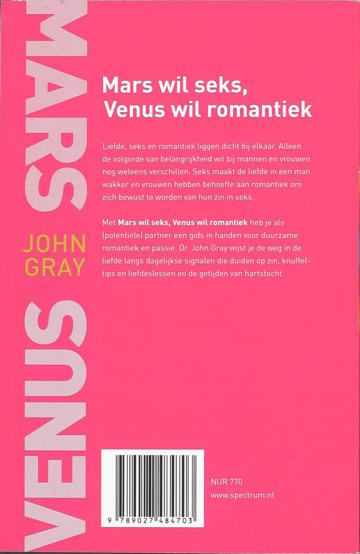 Mars Wil Seks, Venus Wil Romantiek / Druk Heruitgave achterkant