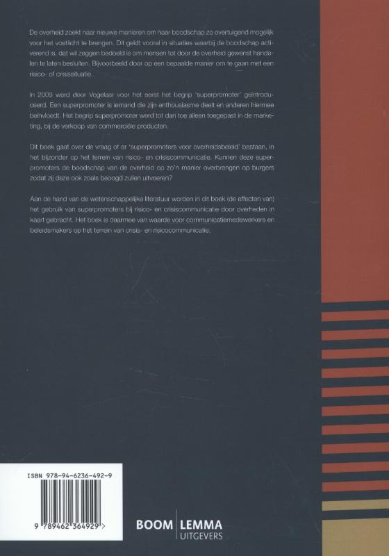 Superpromoters in risico en crisiscommunicatie / Crisisbeheersing en veiligheidszorg achterkant