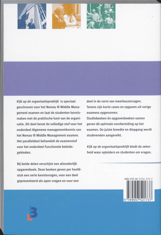Kijk op de organisatiepraktijk Algemene managementkennis Theorieboek achterkant