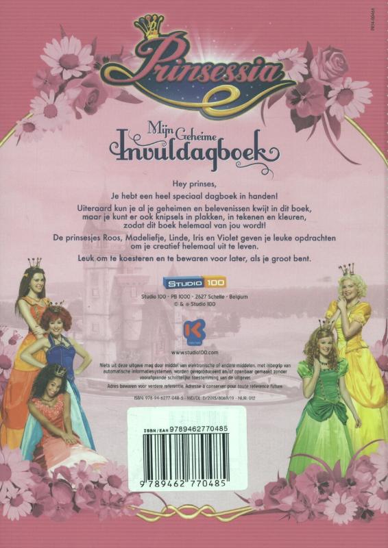 Studio 100 Invuldagboek Prinsessia - Mijn geheime 21x15,5 cm - Roze achterkant