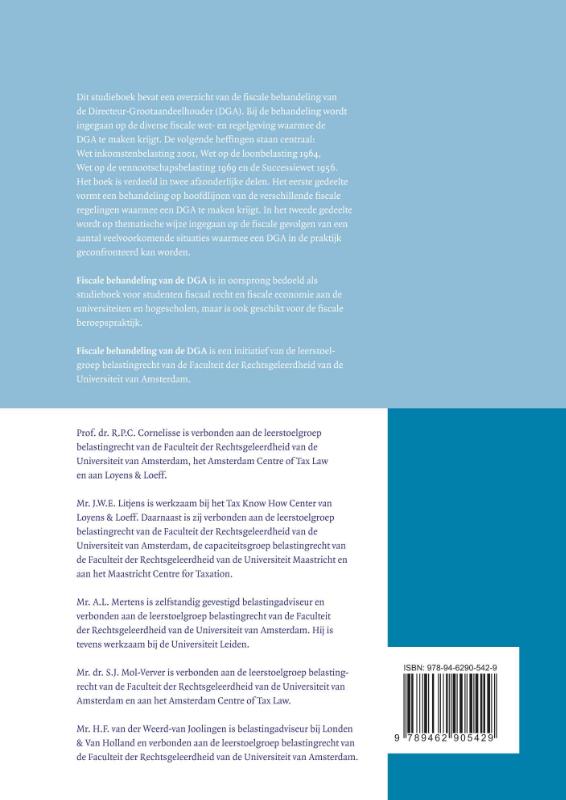 Fiscale behandeling van de DGA / Boom fiscale studieboeken Fiscale behandeling van de DGA / Boom fiscale studieboeken achterkant
