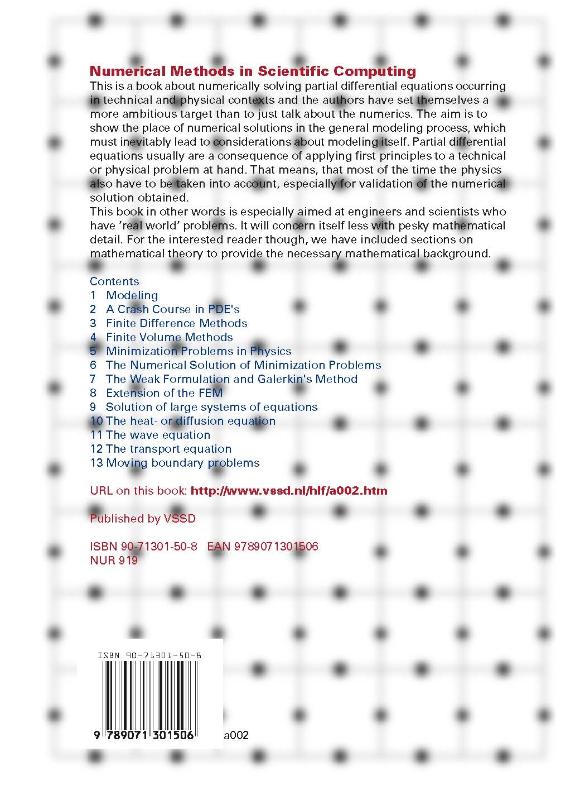 Numerical Methods in Scientific Computing achterkant