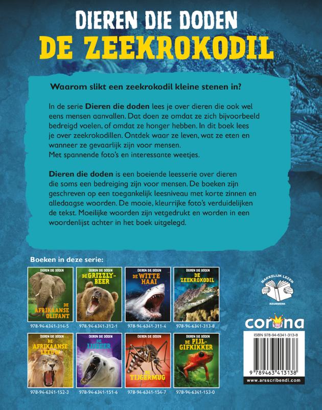 De zeekrokodil / Dieren die doden achterkant