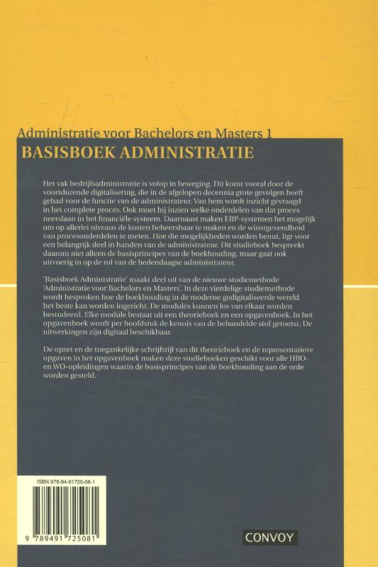 Administratie voor bachelors en masters 1 -  Basisboek administratie Theorieboek achterkant