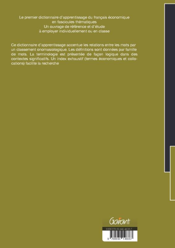 Dictionnaire contextuel du français économique Tome D: l' emploi achterkant