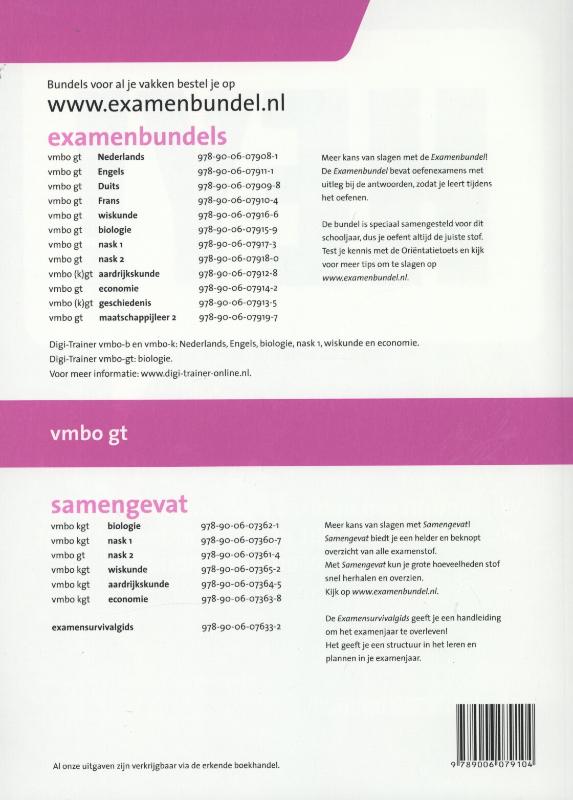 Examenbundel  vmbo gt Frans 2012/2013 achterkant