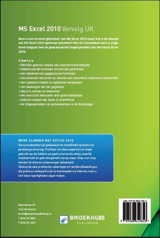 MS EXCEL 2010 VERVOLG UK achterkant