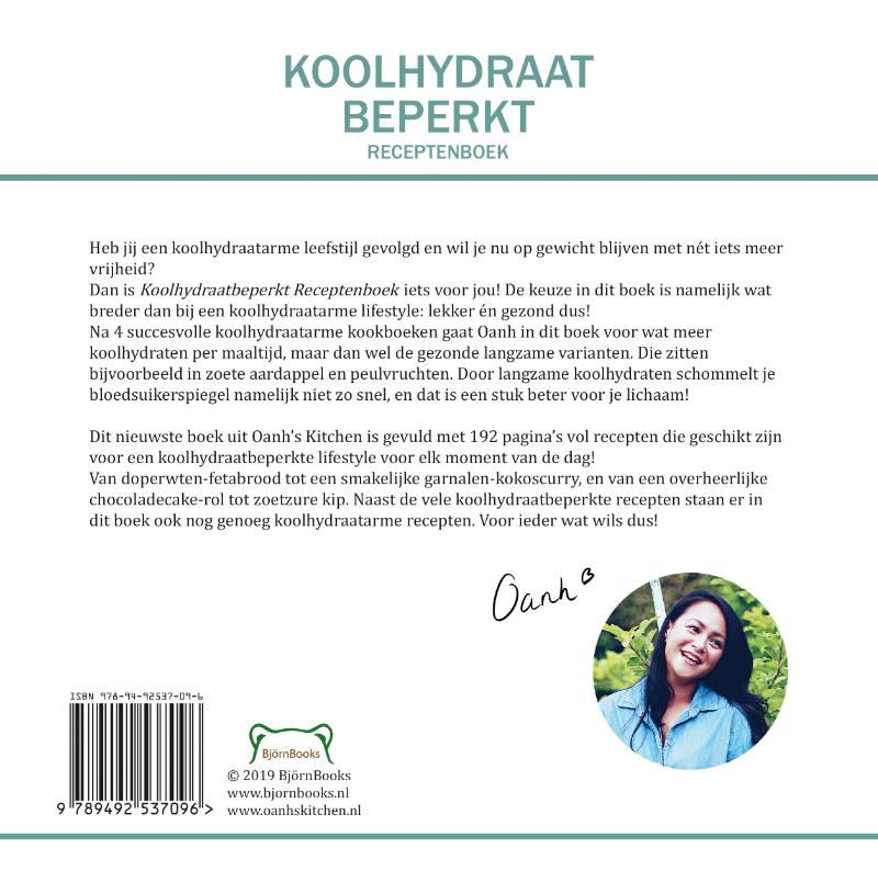 Koolhydraatbeperkt Receptenboek / Oanh's Kitchen achterkant