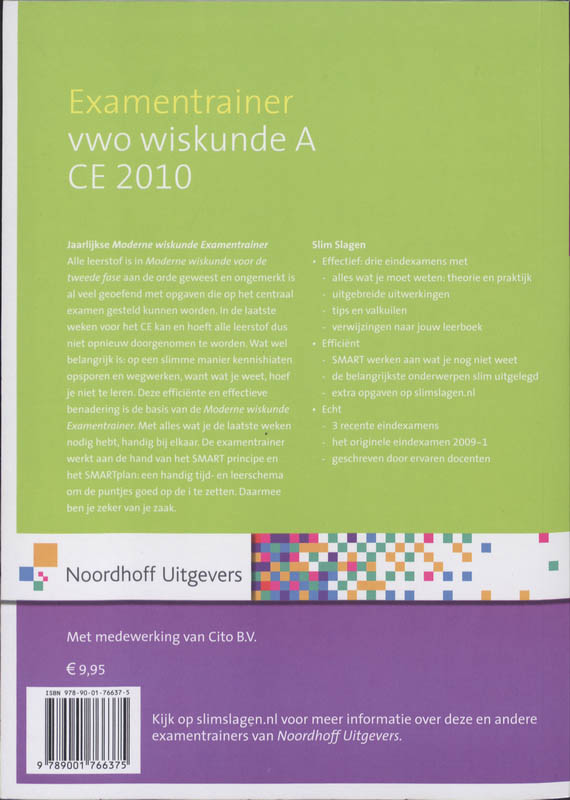 Moderne wiskunde A Examentrainer CE 2010 / VWO achterkant