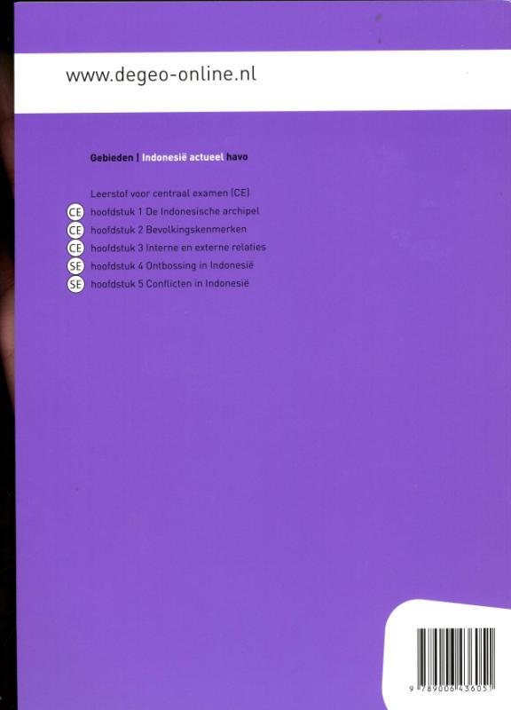 de Geo Gebieden Indonesie actueel havo tweede fase Werkboek achterkant