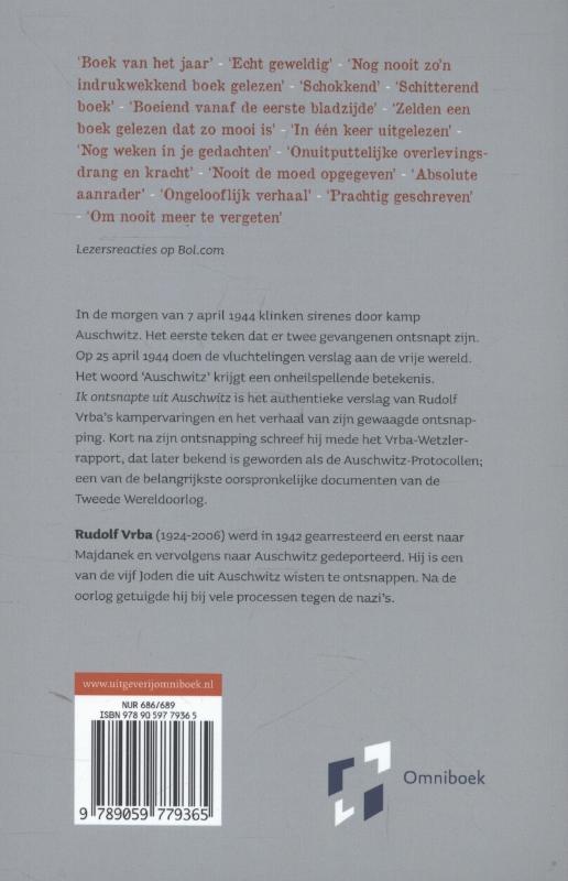 Ik ontsnapte uit Auschwitz Ik ontsnapte uit Auschwitz achterkant