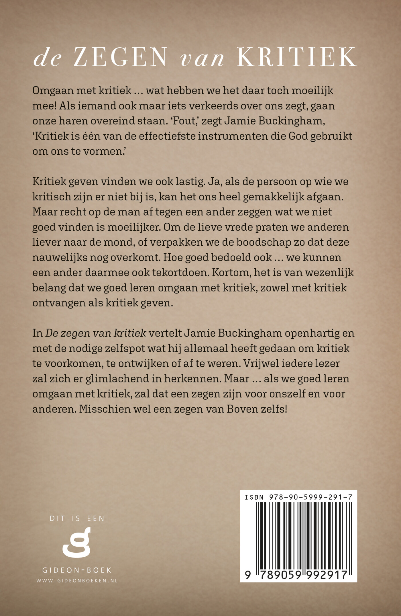 Zegen van kritiek, De achterkant