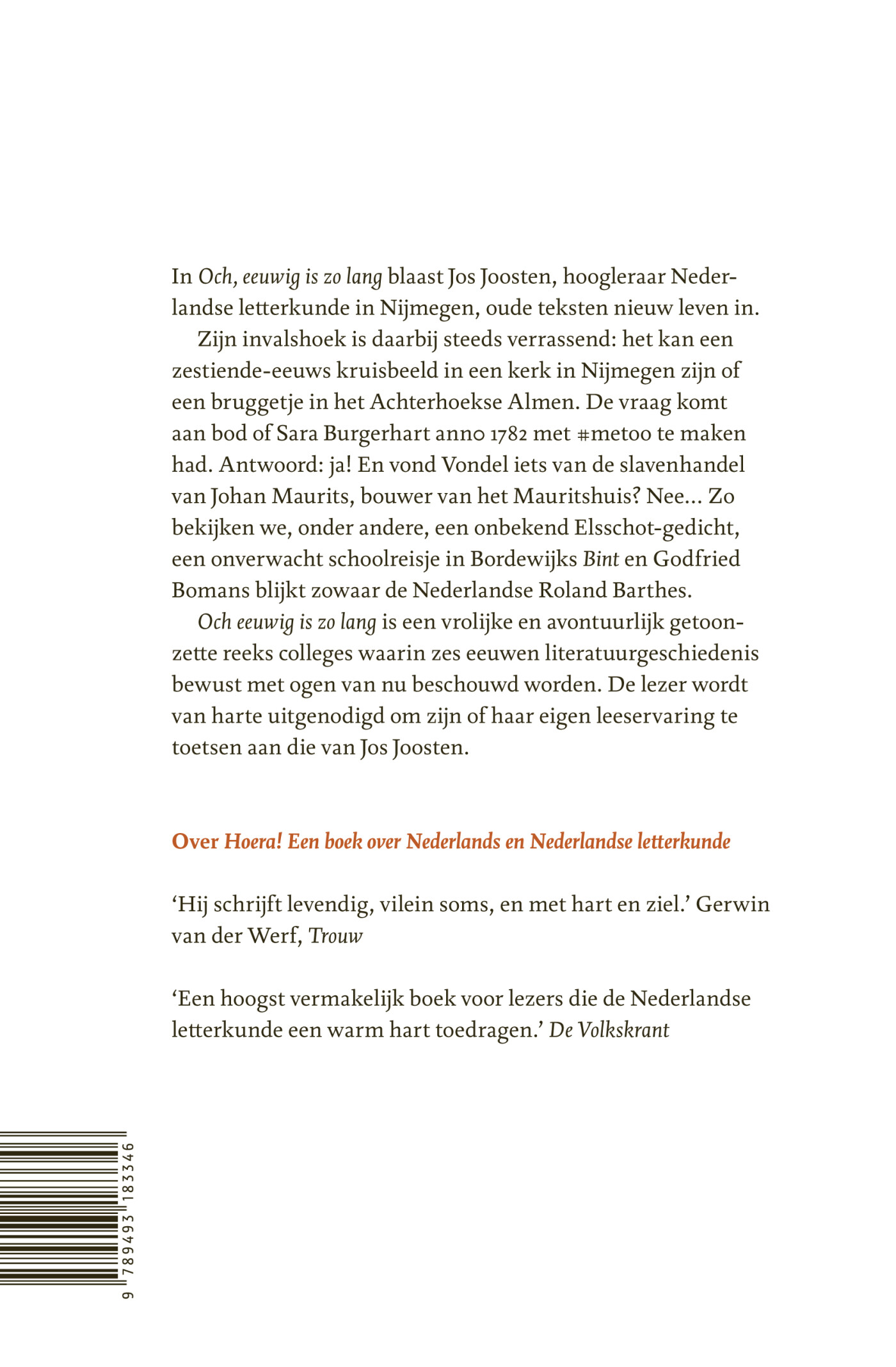 Och, eeuwig is zo lang achterkant