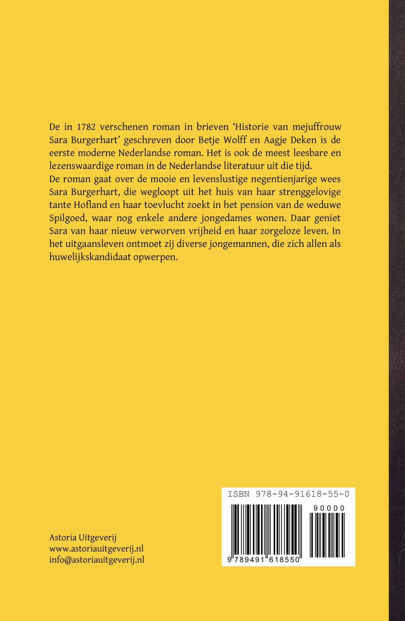 Historie van mejuffrouw Sara Burgerhart achterkant