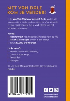 Van Dale miniwoordenboek / Turks-Nederlands / Nederlands-Turks / Van Dale miniwoordenboeken achterkant
