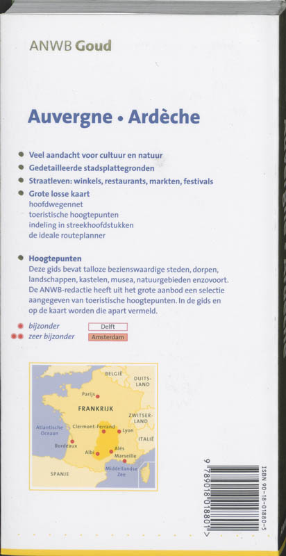 Auvergne Ardèche / ANWB goud achterkant