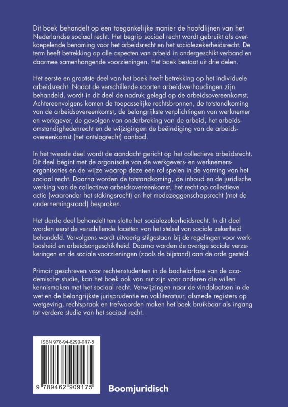 Inleiding Nederlands sociaal recht / Boom Juridische studieboeken achterkant