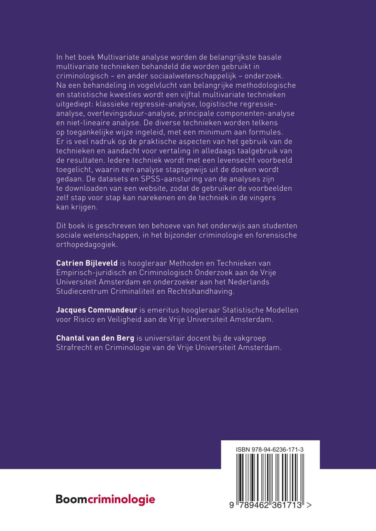 Multivariate analyse / Studieboeken Criminologie & Veiligheid achterkant