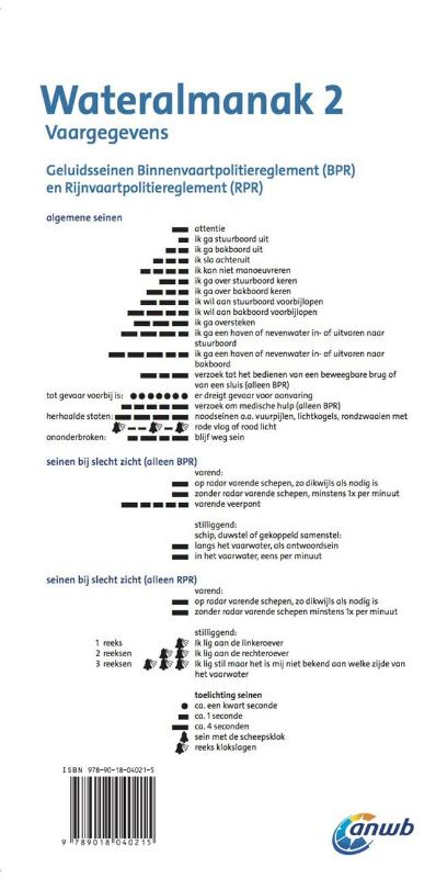 Vaargegevens Nederland - België / 2017 / ANWB wateralmanak / 2 achterkant