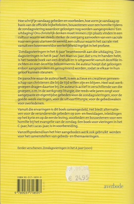 ZONDAGSVIERINGEN IN HET B-JAAR achterkant