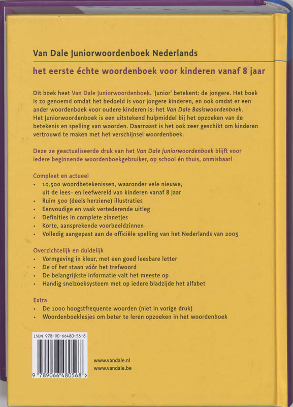 Van Dale Juniorwoordenboek Nederlands achterkant