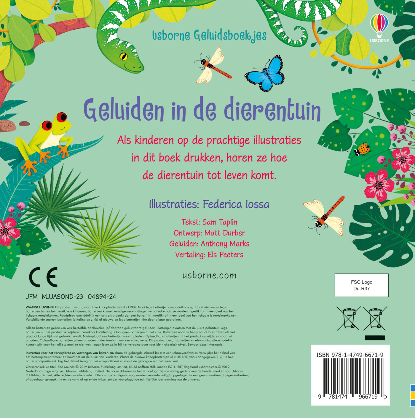 Geluiden in de dierentuin / Usborne geluidsboekjes achterkant