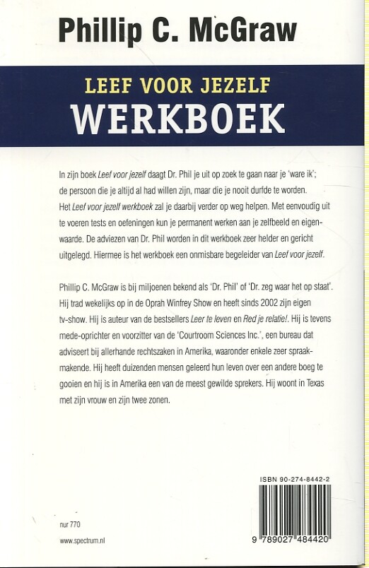 Leef voor jezelf werkboek / Vantoen.nu achterkant