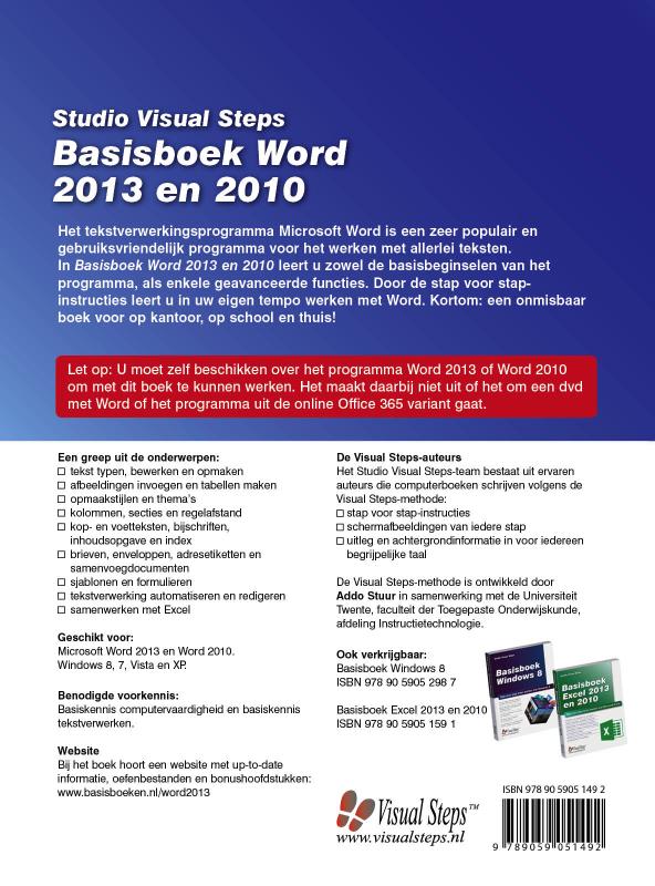 Basisboek Word 2013 en 2010 achterkant