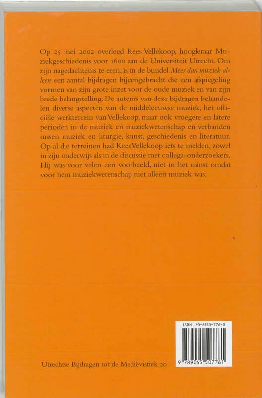 Meer dan muziek alleen / Utrechtse bijdragen tot de Medievistiek / 20 achterkant