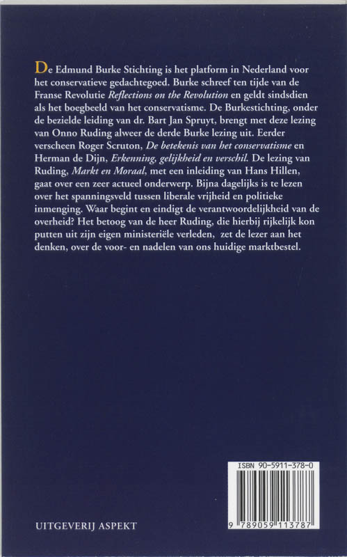 Markt en Moraal / Edmund Burkelezing / III achterkant