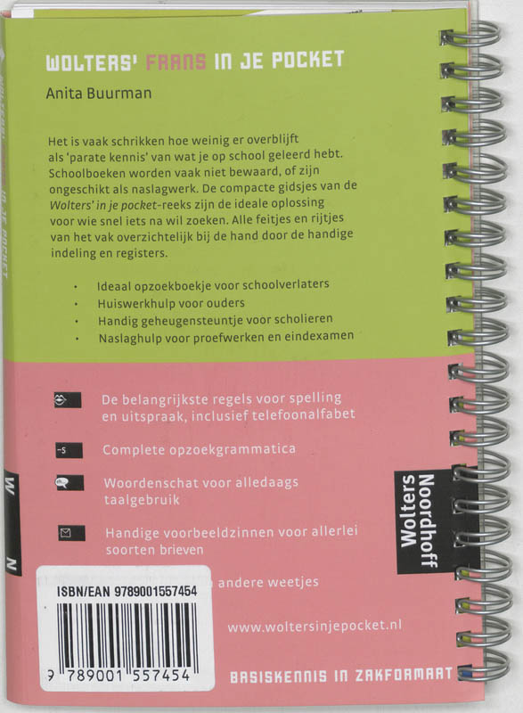 Wolters' Frans in je pocket achterkant