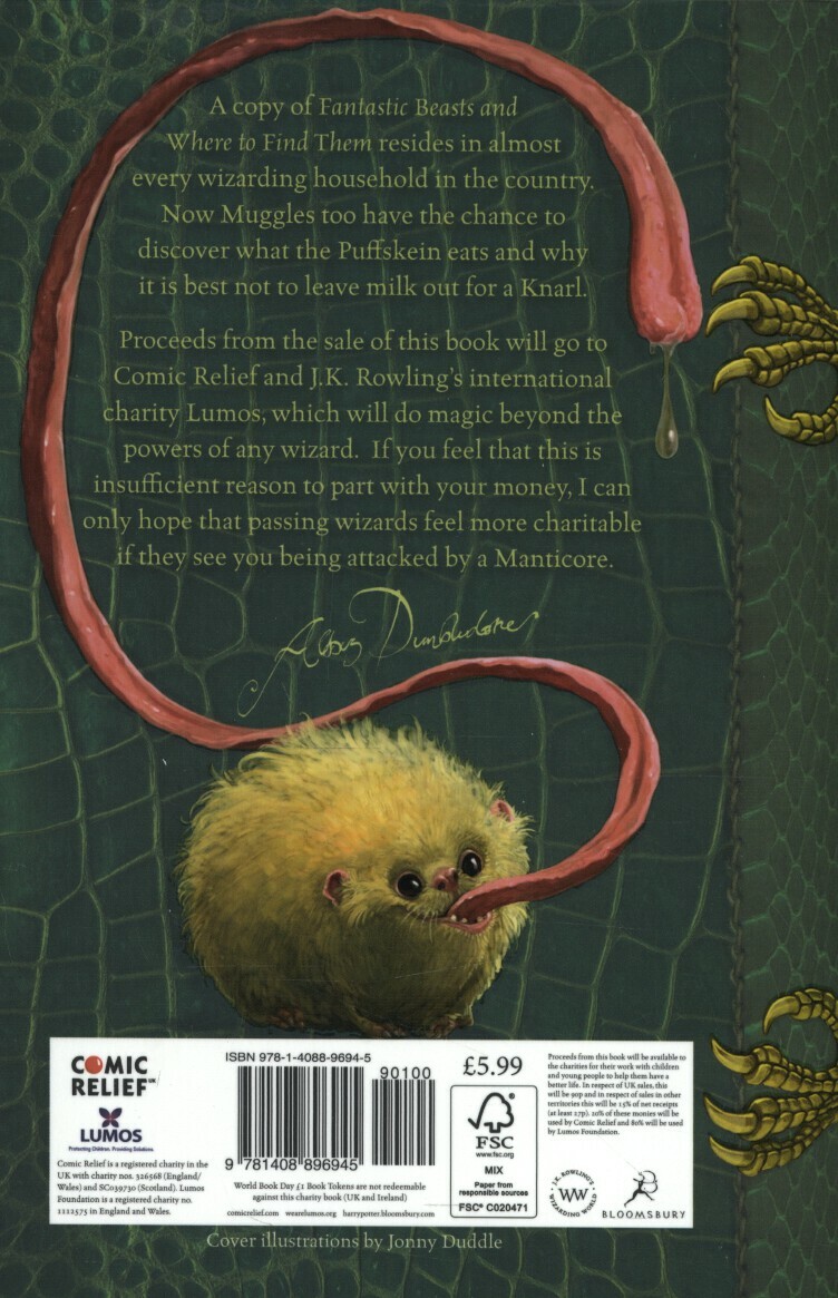 Fantastic Beasts and Where to Find Them / Harry Potter achterkant