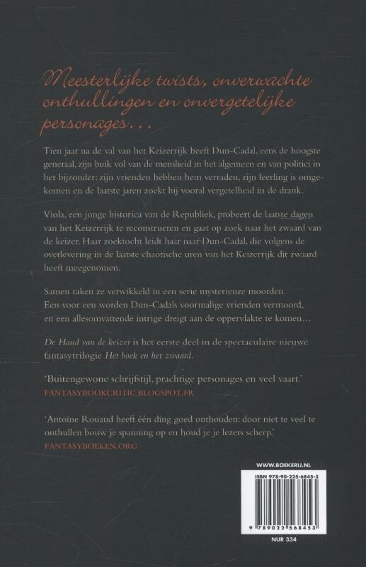 De hand van de keizer / Het boek en het zwaard / 1 achterkant
