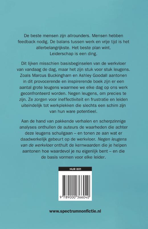 Negen leugens van de werkvloer Negen leugens van de werkvloer achterkant