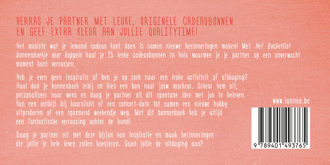 Het Bucketlist bonnenboek voor koppels / Bucketlist achterkant