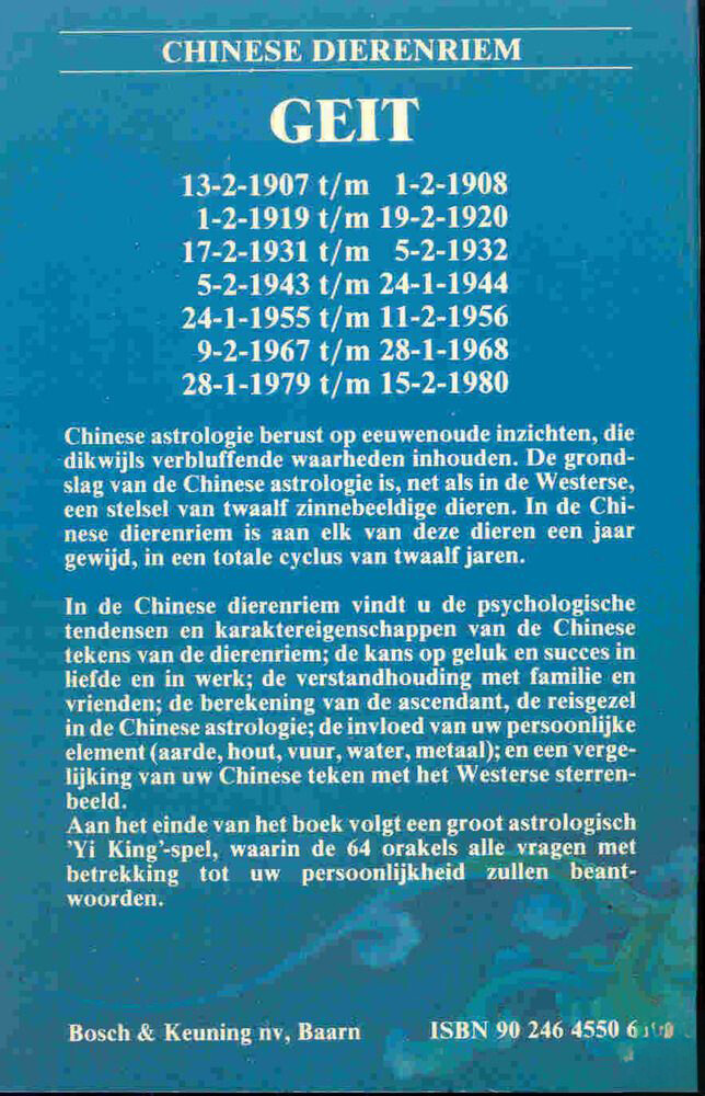 Chinese dierenriem - Geit / Chinese dierenriem achterkant