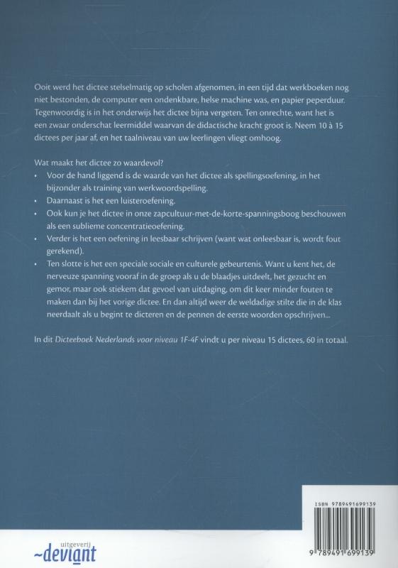 Dicteeboek Nederlands niveau 1F-4F achterkant