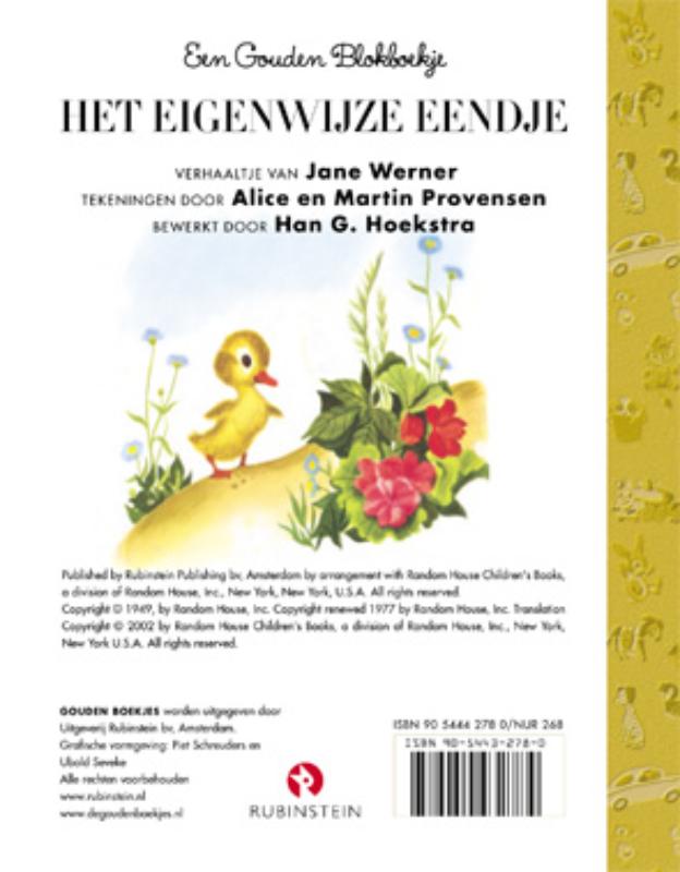 Het eigenwijze eendje / Gouden Boekjes achterkant