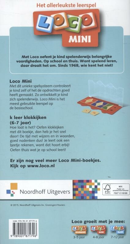 Ik leer klokkijken / 6-7 jaar groep 3 / Loco Mini achterkant