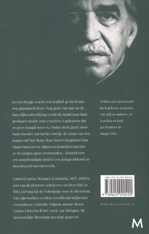 Kroniek van een aangekondigde dood Kroniek van een aangekondigde dood achterkant