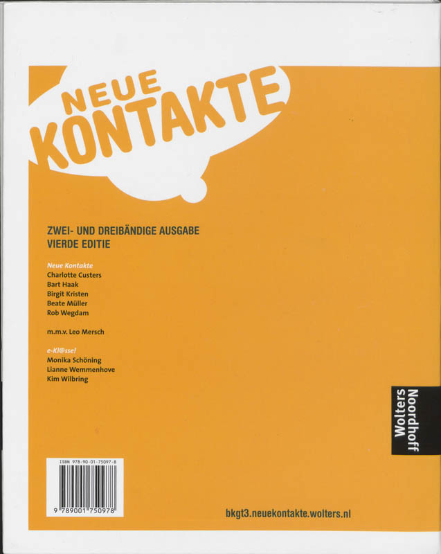 Neue Kontakte / 3 Vmbo-(B)Kgt / Deel Textbuch Neue Kontakte / 3 Vmbo-(B)Kgt / Deel Textbuch achterkant
