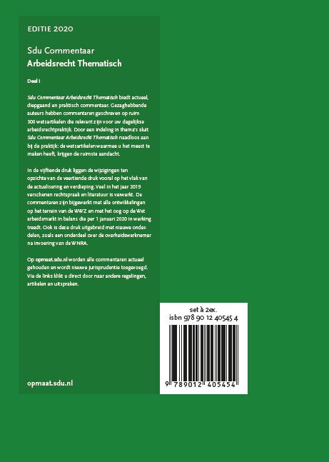 Sdu Commentaar Arbeidsrecht Thematisch. 2020. (set 2 ex.) / SDU Commentaar achterkant