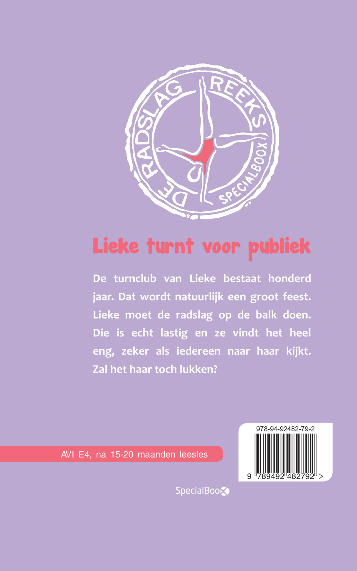 Lieke turnt voor publiek / De Radslag reeks / 4 achterkant