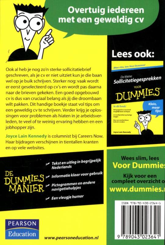 De kleine CV's schrijven voor Dummies / Voor Dummies achterkant