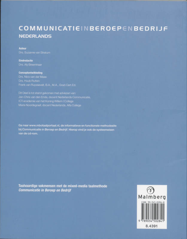 Communicatie in Beroep en Bedrijf Techniek Nederlands 2 achterkant