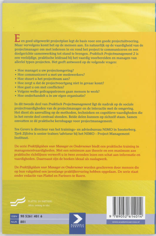 Praktisch Projectmanagement 2 achterkant