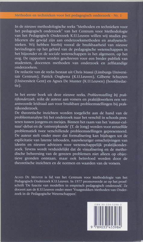Probleemstelling bij praktijkonderzoek / Methoden en technieken voor het pedagogisch onderzoek / 1 achterkant