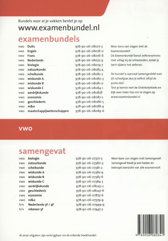 wiskunde C / Vwo 2014/2015 / Examenbundel achterkant