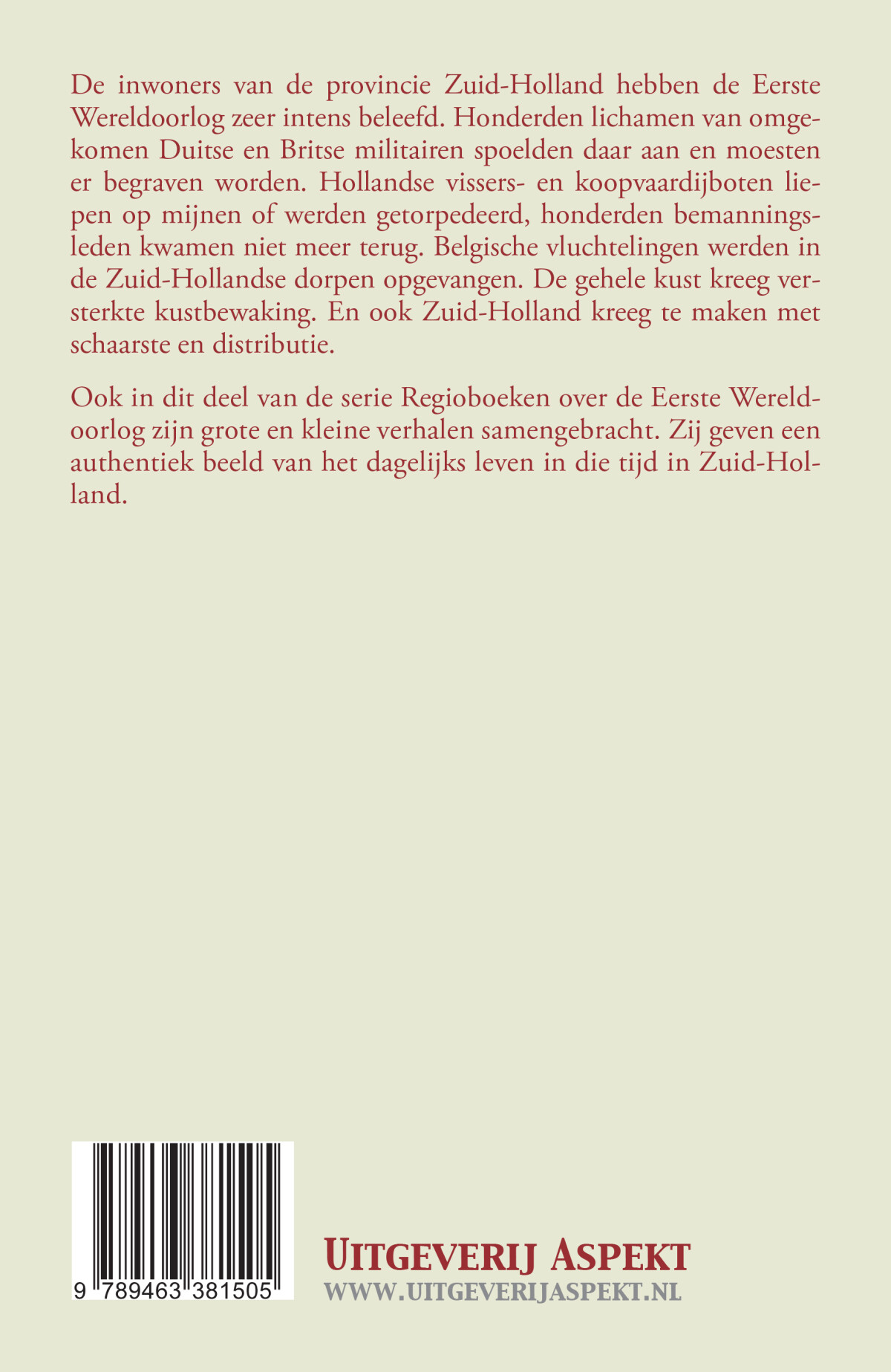 Zuid-Holland en de eerste Wereldoorlog achterkant