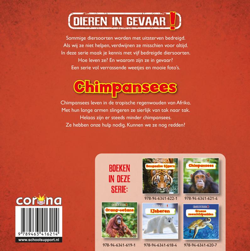 Chimpansees / Dieren in gevaar! achterkant